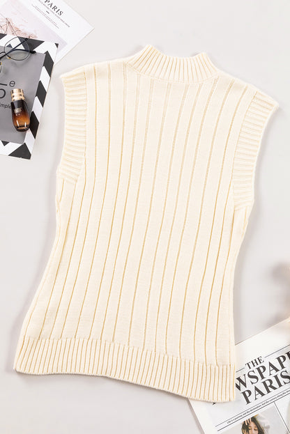 Cap Sleeve Off White Cable Knit Sweater