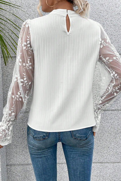 Long Sleeve Mock Neck Lace Top