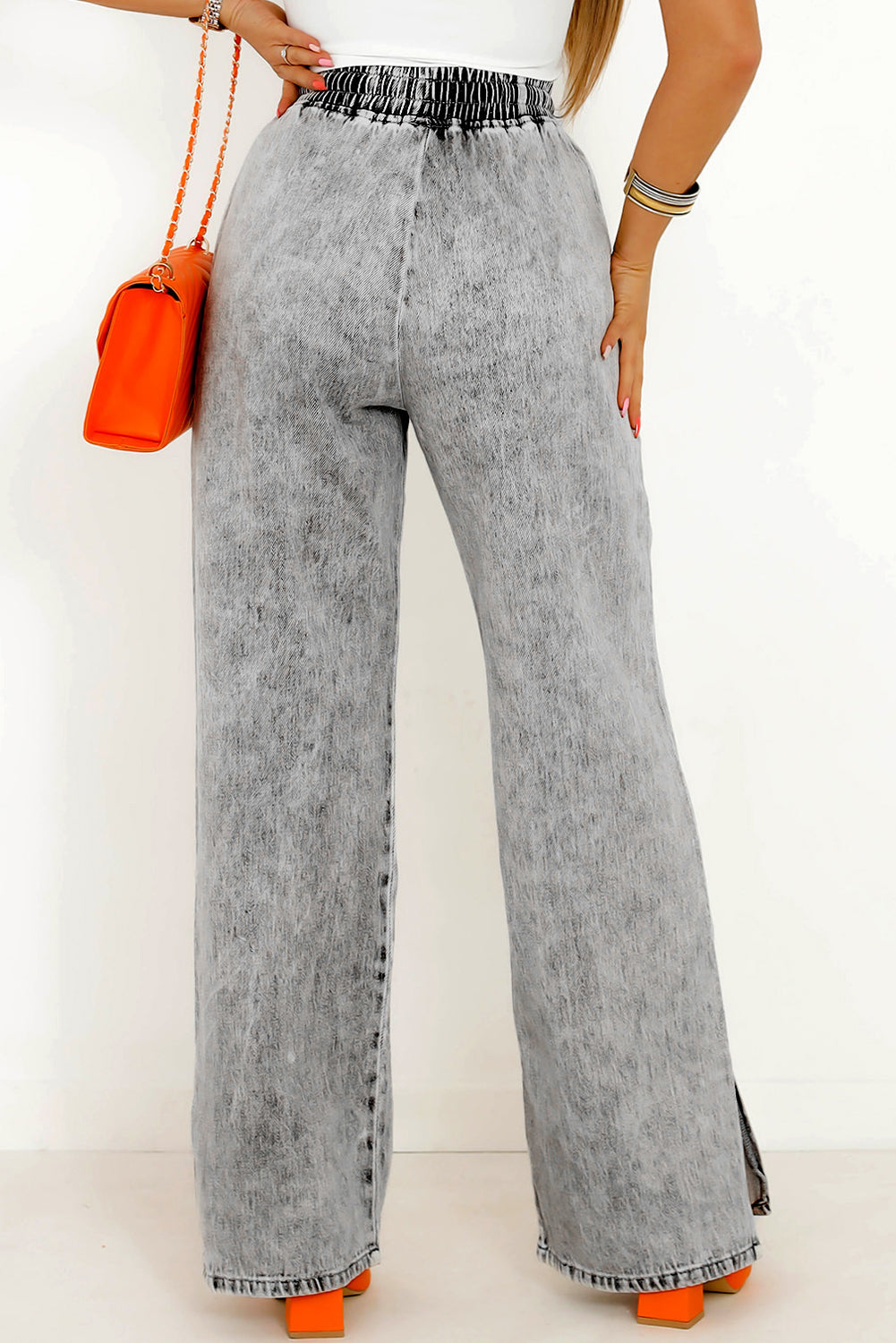 High Rise Wide Leg Drawstring Jeans