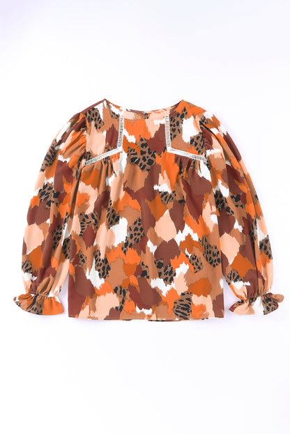 Long Sleeve Abstract Print Top