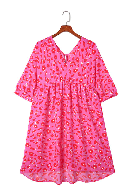 Plus Size Short Sleeve Floral Print Mini Dress