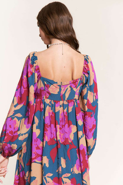 Short Sleeve Floral Print Maxi Dress