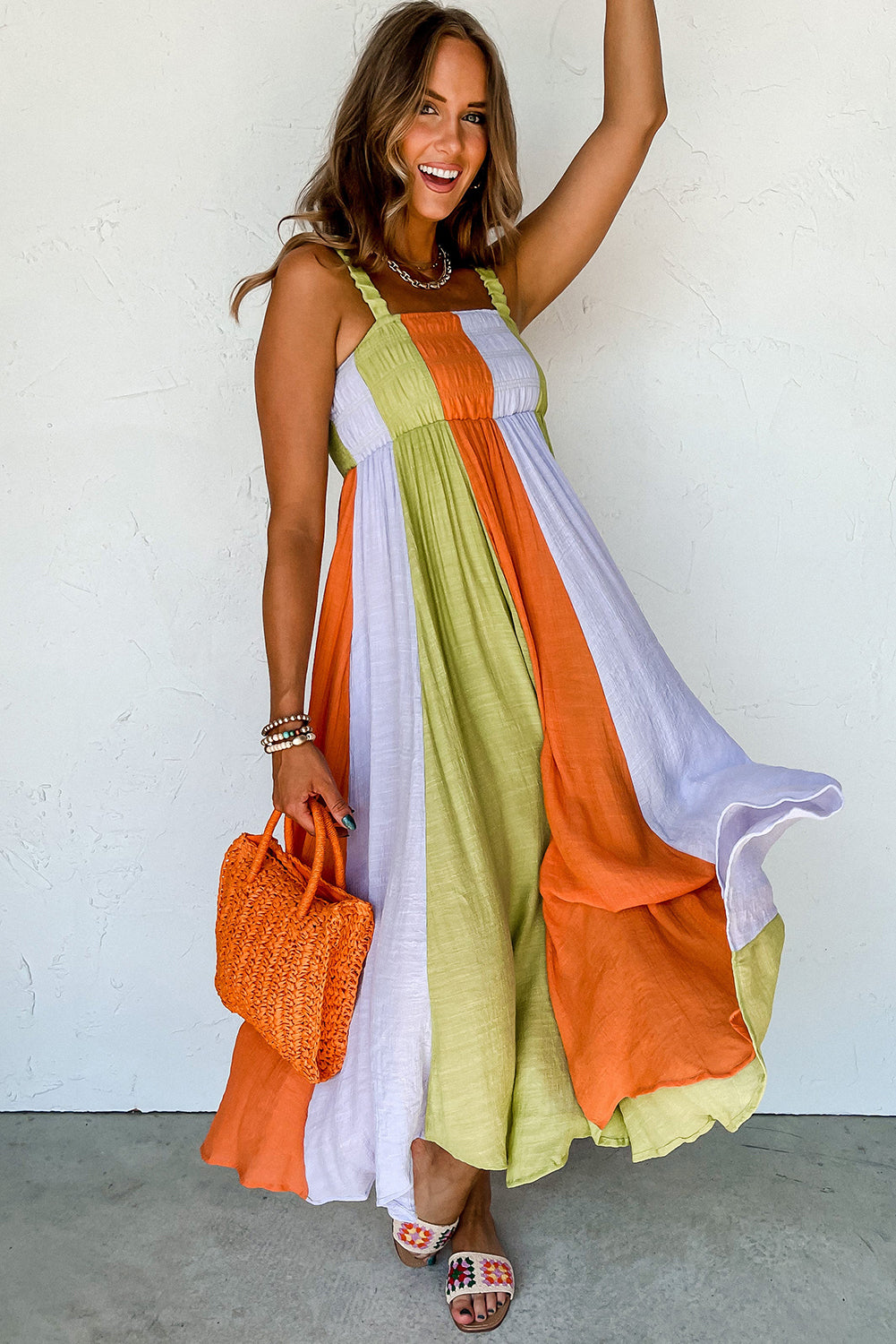 Sleeveless Colorblock Maxi Dress