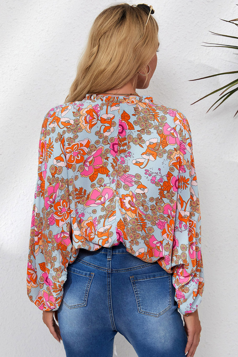 Long Sleeve Oversized Floral Print Blouse