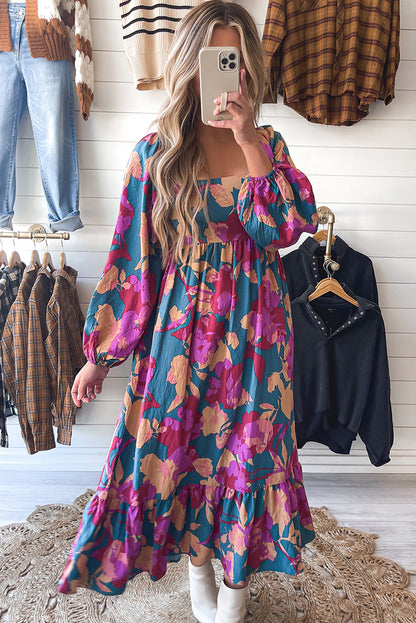 Short Sleeve Floral Print Maxi Dress