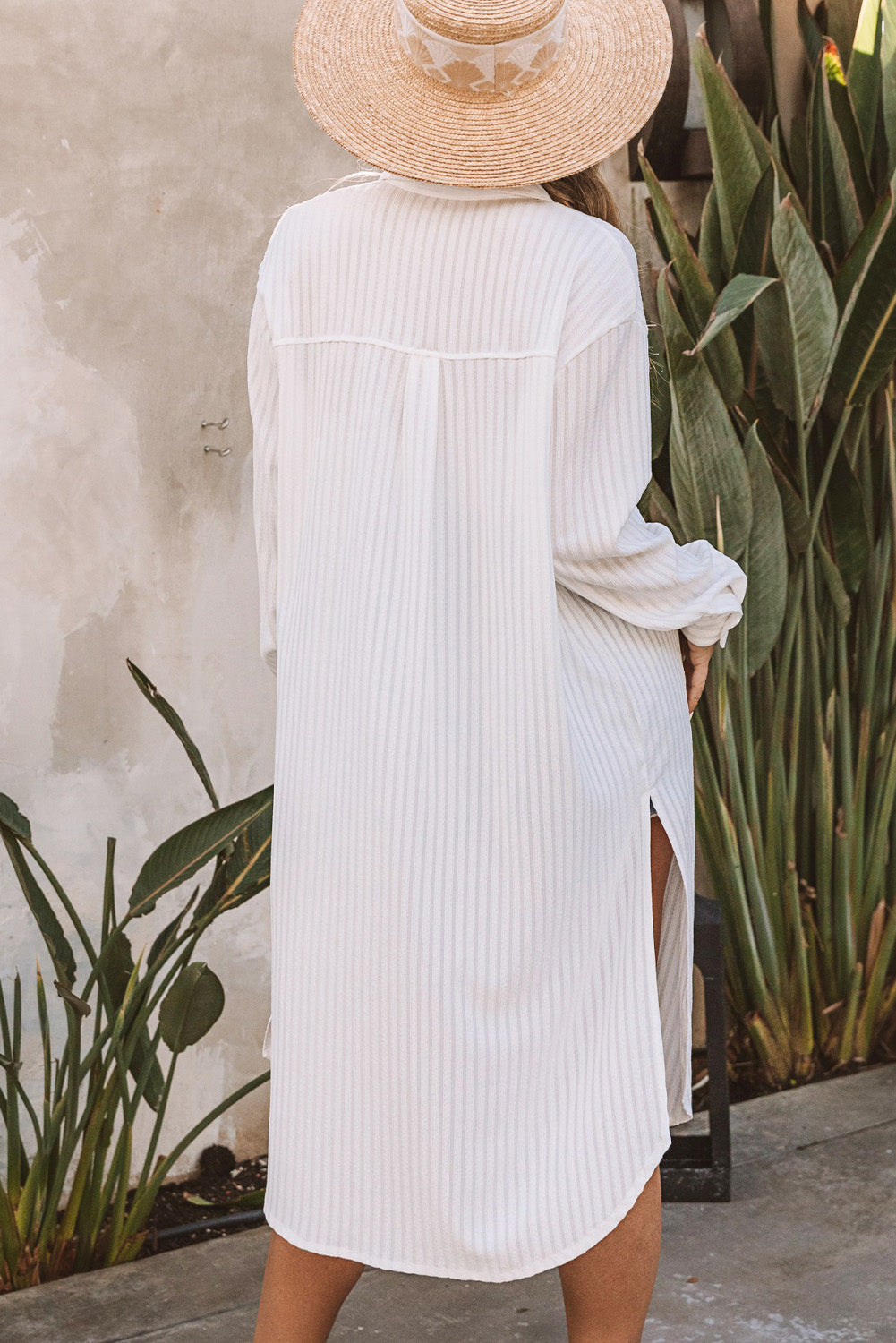 Long Sleeve Button-down Maxi Dress/Beach Cover-up