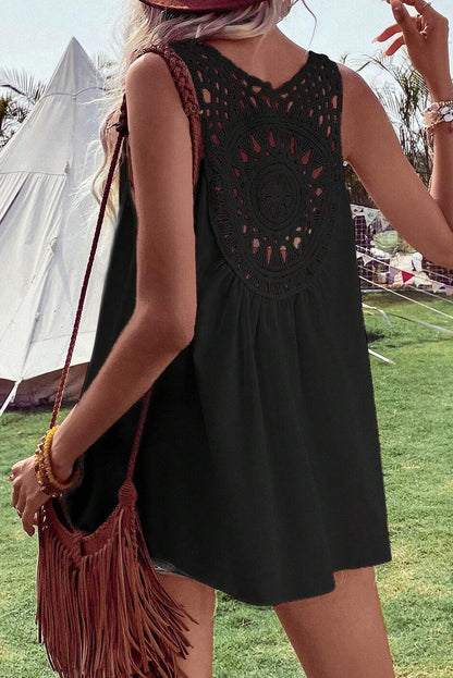 Sleeveless Bohemian Crochet Tank Top