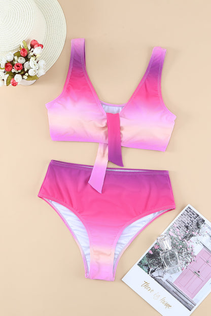 Two-Piece Pink & Purple Gradient Swimsuit