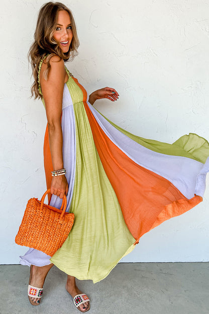 Sleeveless Colorblock Maxi Dress