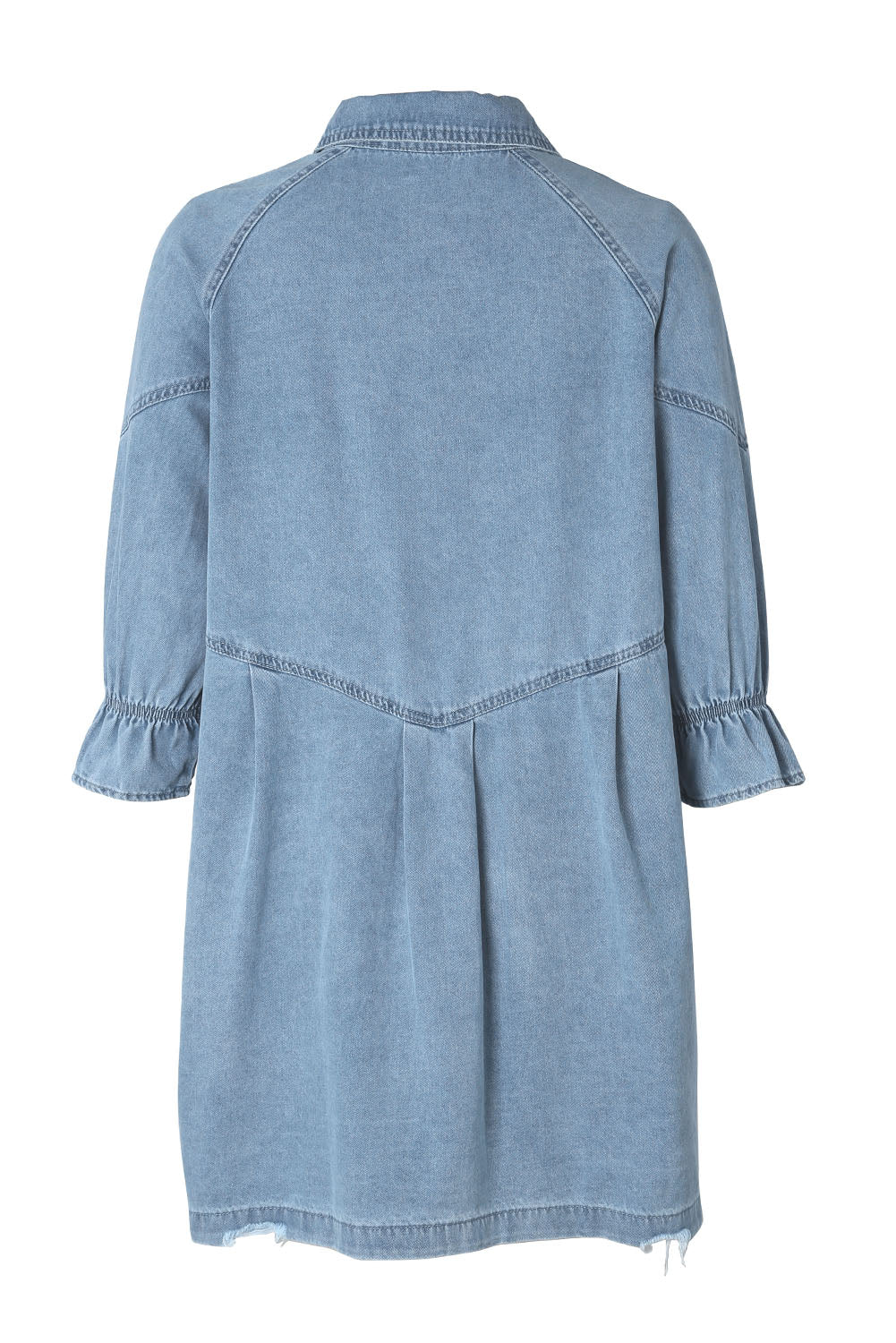 1/2 Sleeve Button-down Denim Blue Jean Mini Dress