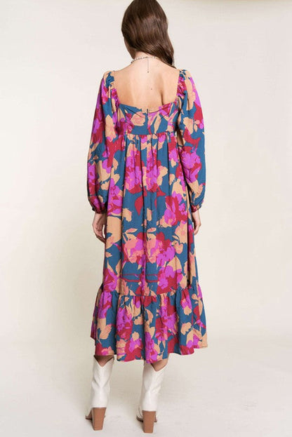 Short Sleeve Floral Print Maxi Dress