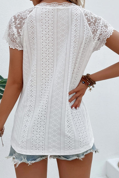 Short Sleeve Allover Lace Tank Top