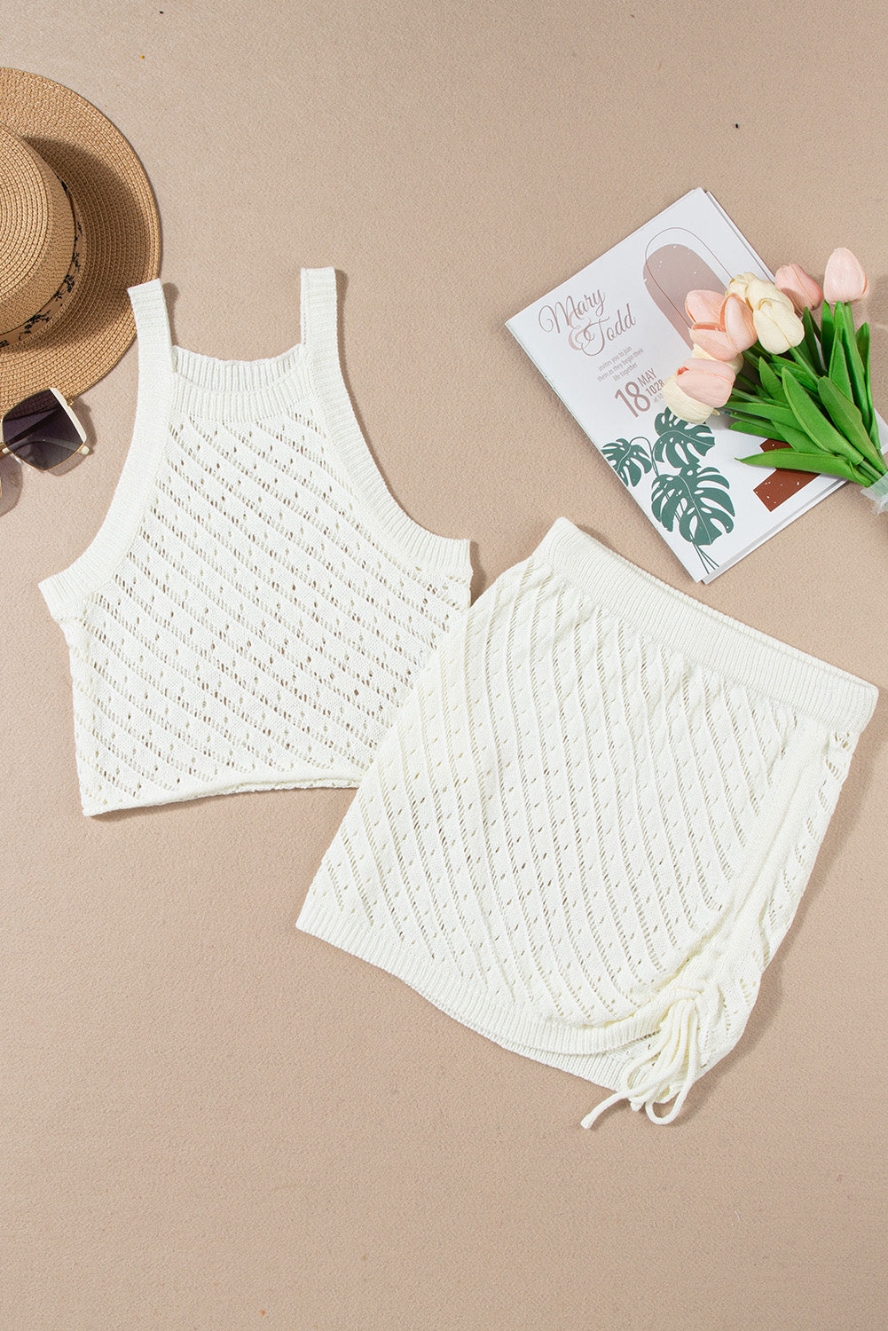 Two-piece Loose knit Crochet Skirt and Top