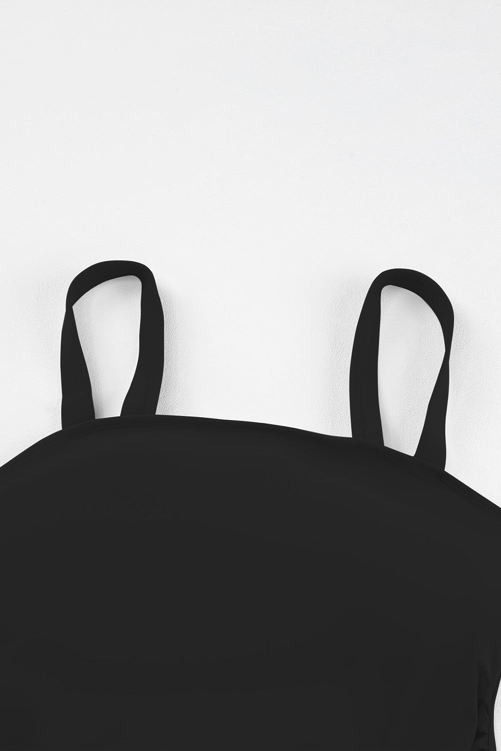 Sleeveless Black Solid Square Neck Tankini Swimsuit