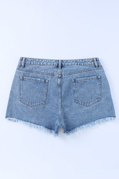 Mid-Rise Factory Distressed Denim Blue Jeans