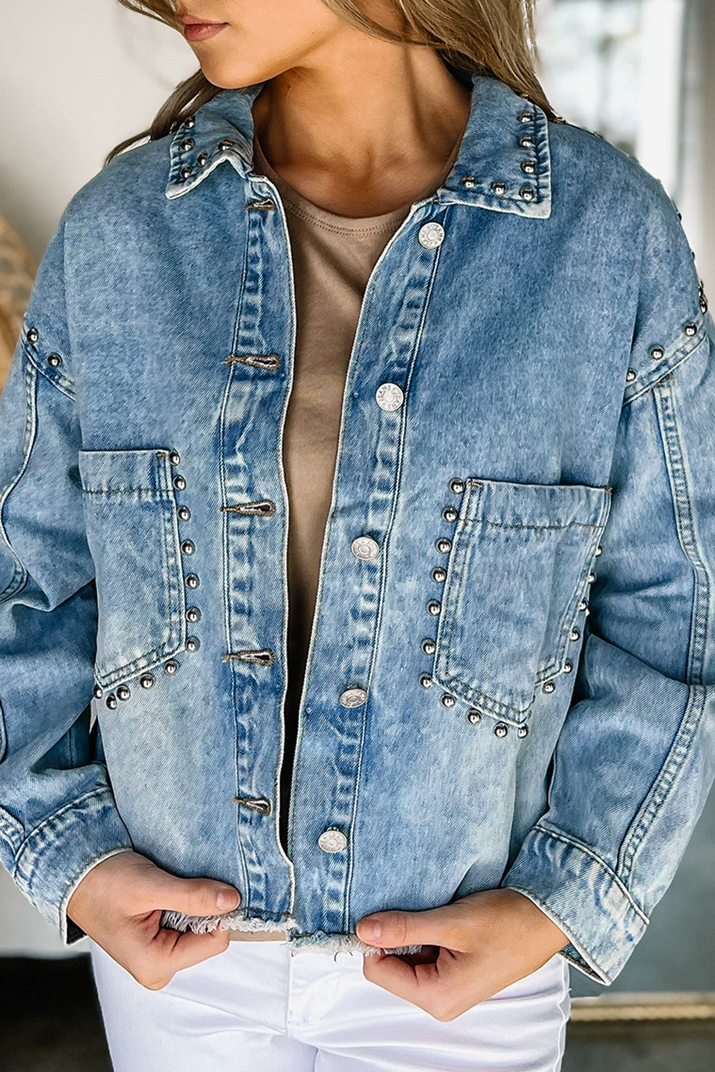 Long Sleeve Button-down Denim Jean Jacket