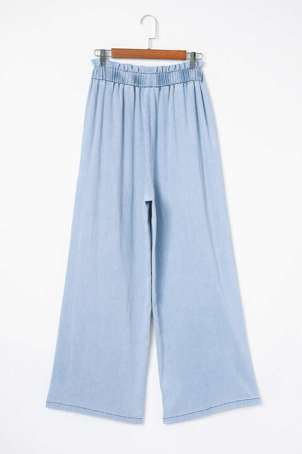 High Rise Wide Leg Chambray Denim Blue Jeans