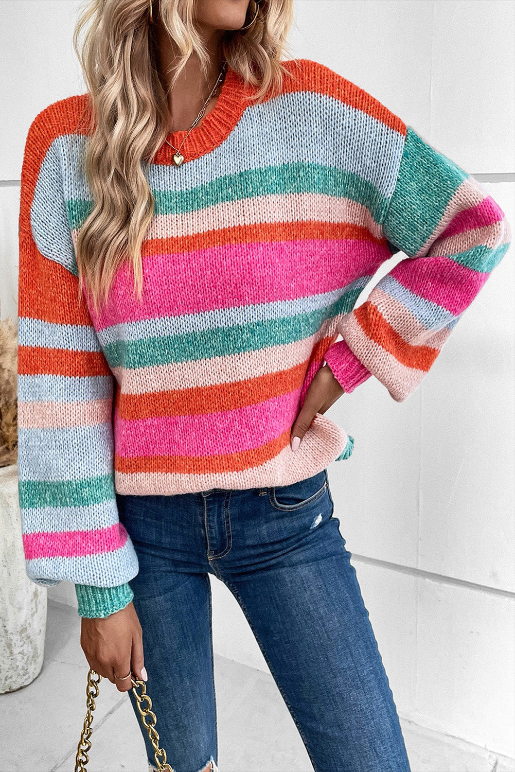 Crew Neck Striped Sweater