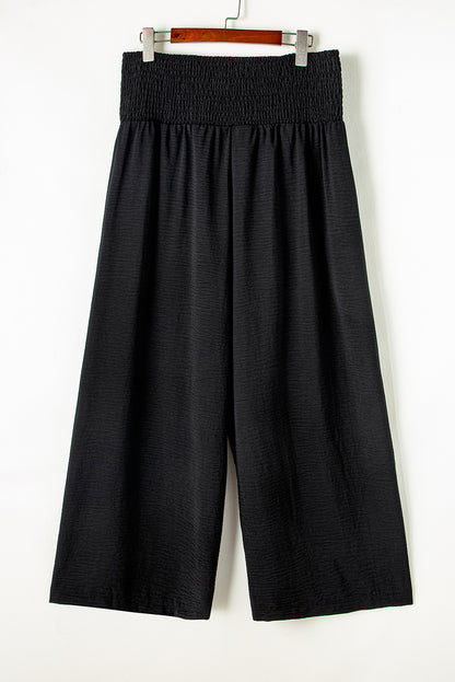 High Rise Wide Leg Black Casual Pants