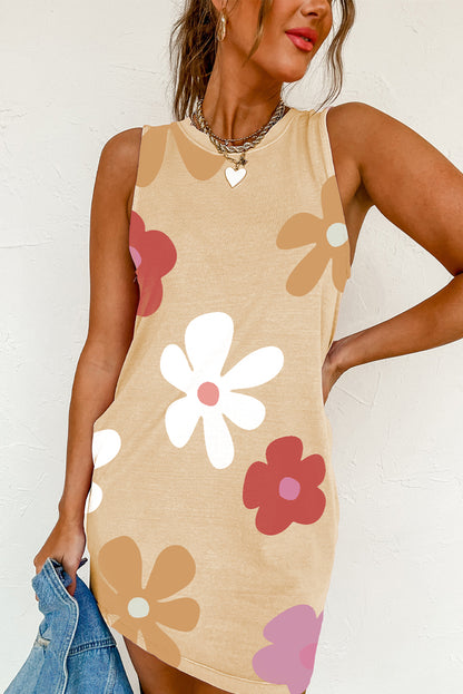 Sleeveless Daisy Floral Print Mini Dress