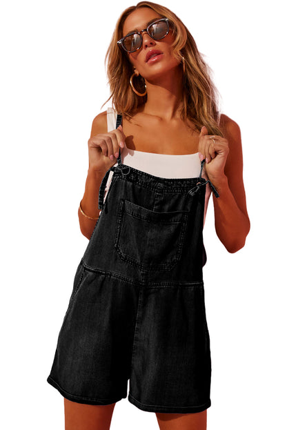 Sleeveless Chambray Black Denim Jean Romper