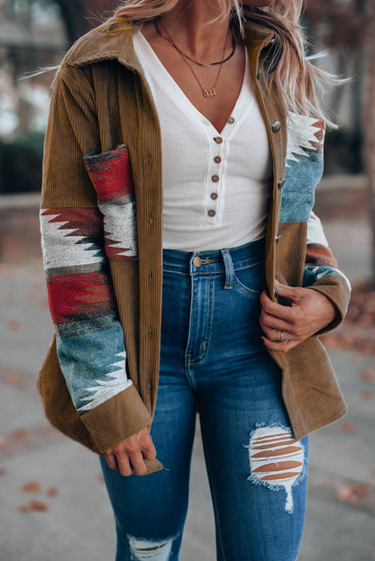 Long Sleeve Button-down Corduroy Jacket/Shacket