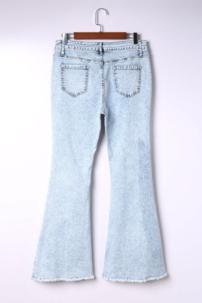 Mid-Rise Acid Wash Flare Jeans