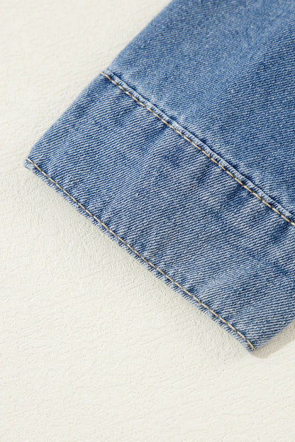 Long Sleeve Button-down Denim Blue Jean Shirt
