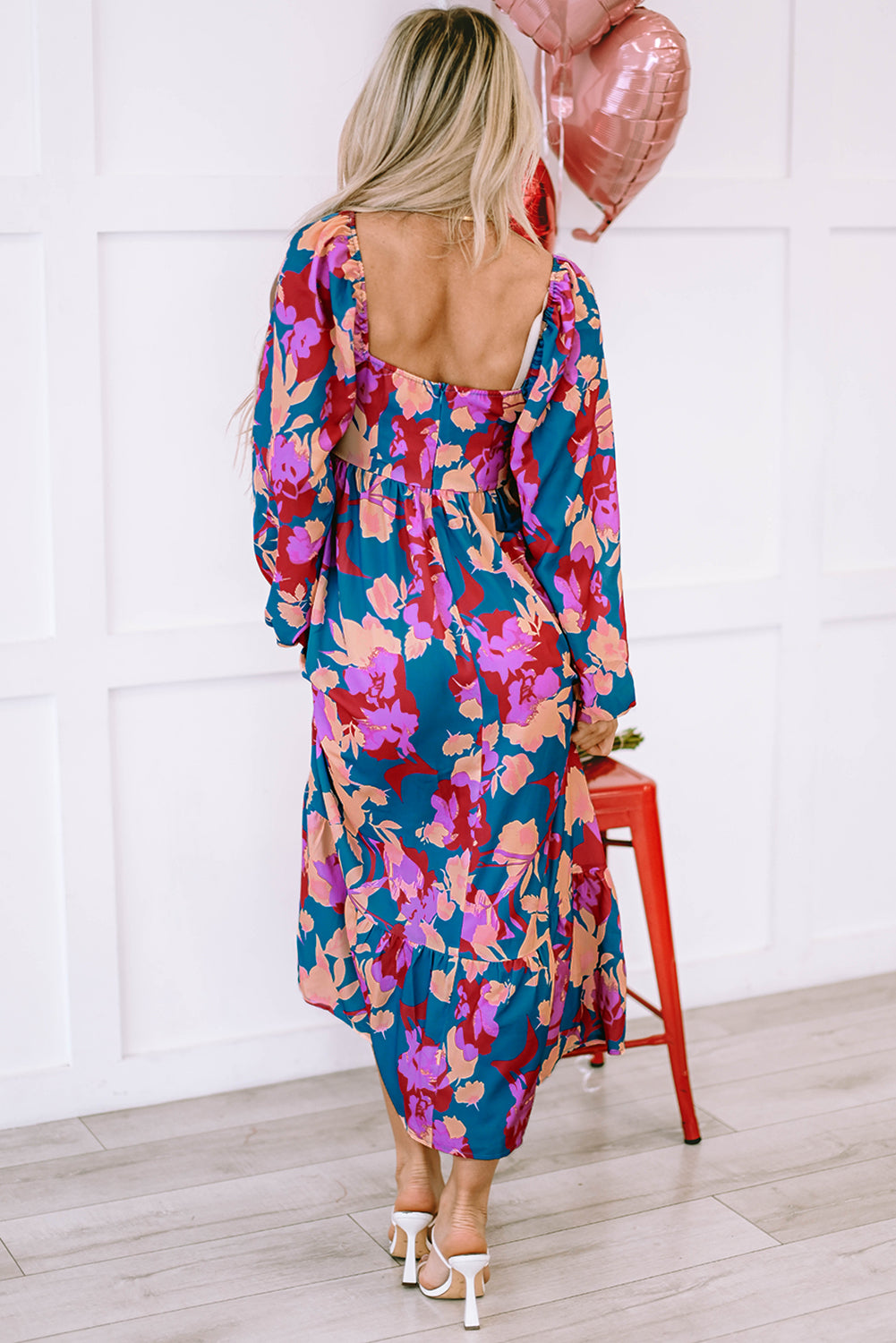 Short Sleeve Floral Print Maxi Dress