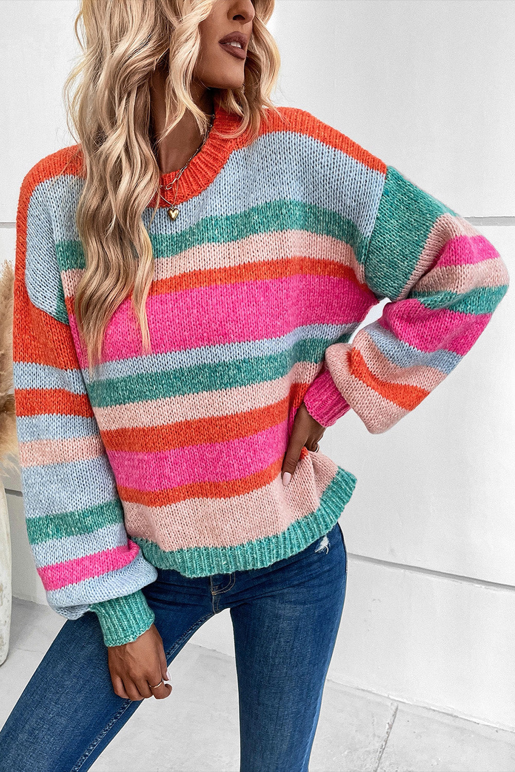 Crew Neck Striped Sweater