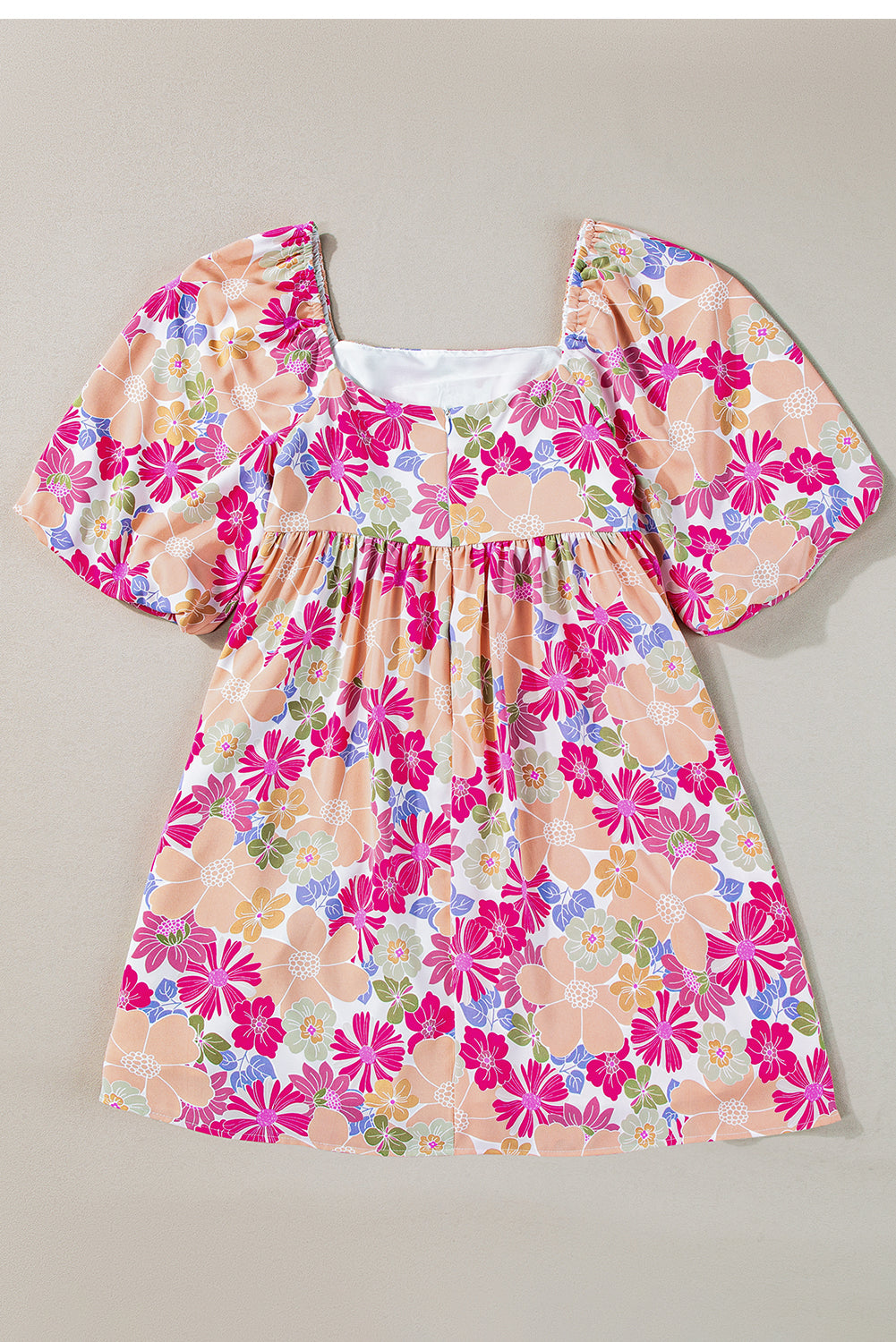 Short Sleeve Floral Print Mini Dress