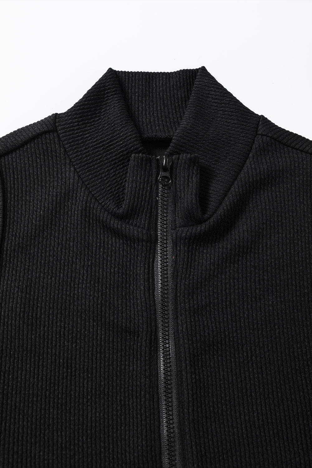 Sleeveless Quarter Zip Black Bodysuit