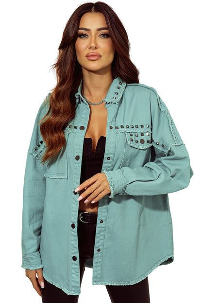 Long Sleeve Snap Front Denim Shirt Jacket