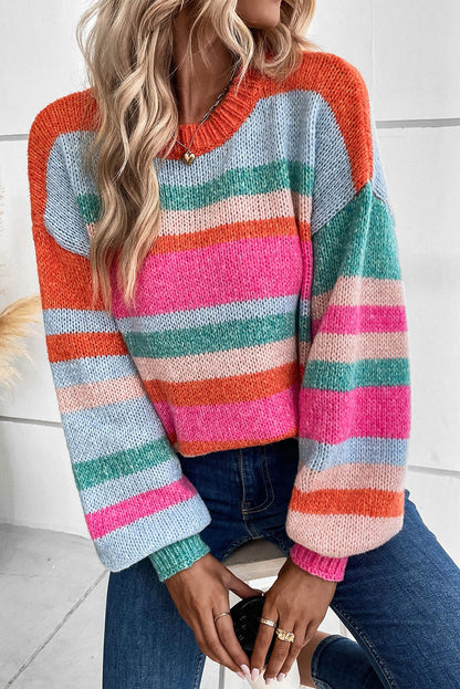 Crew Neck Striped Sweater