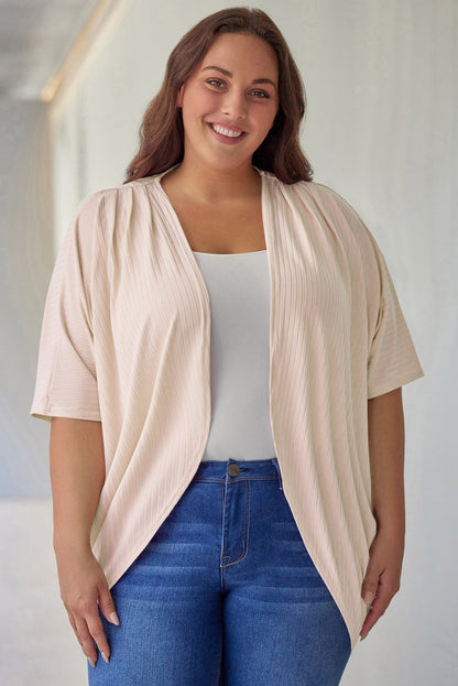 Half Sleeve Open Front Plus Size Cardigan