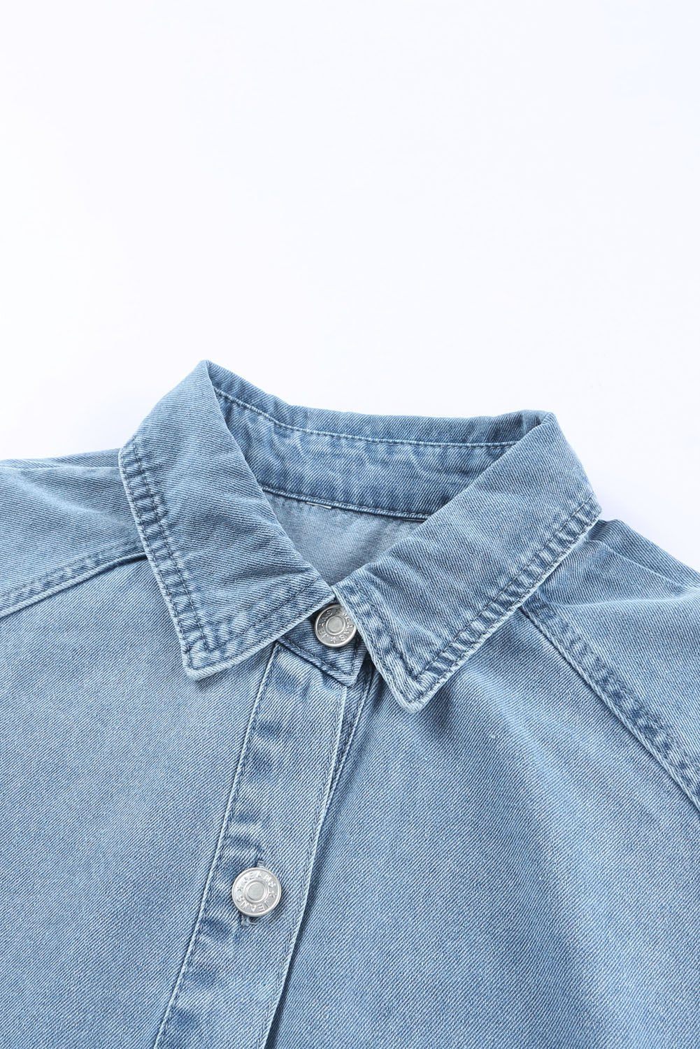 1/2 Sleeve Button-down Denim Blue Jean Mini Dress