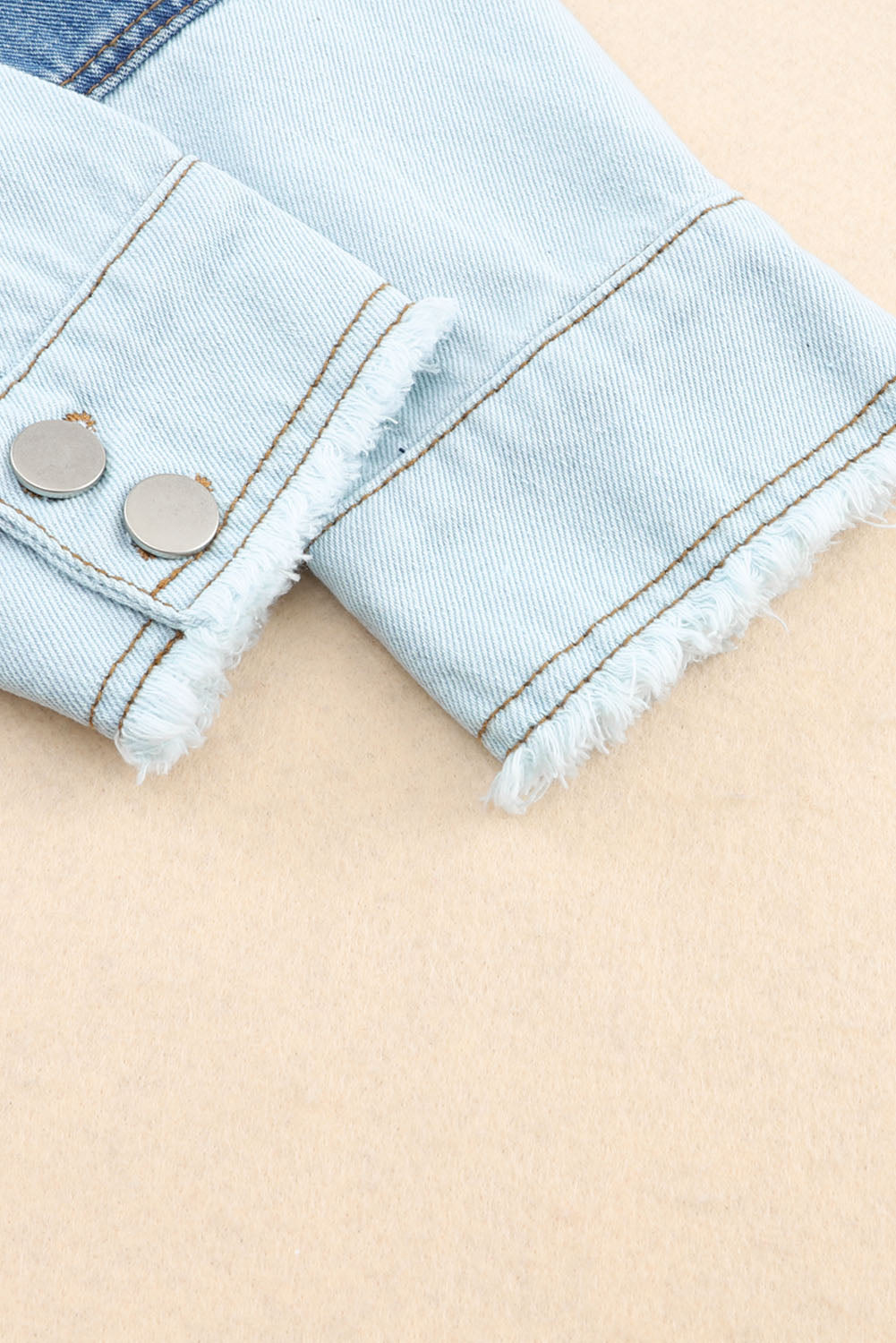 Long Sleeve Button-down Colorblock Denim Jean Jacket/Shirt