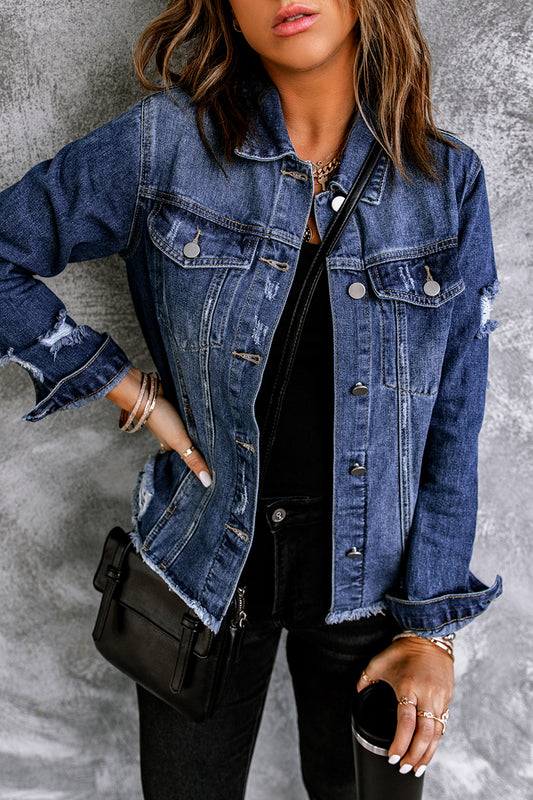 Long Sleeve Button-down Denim Jean Jacket