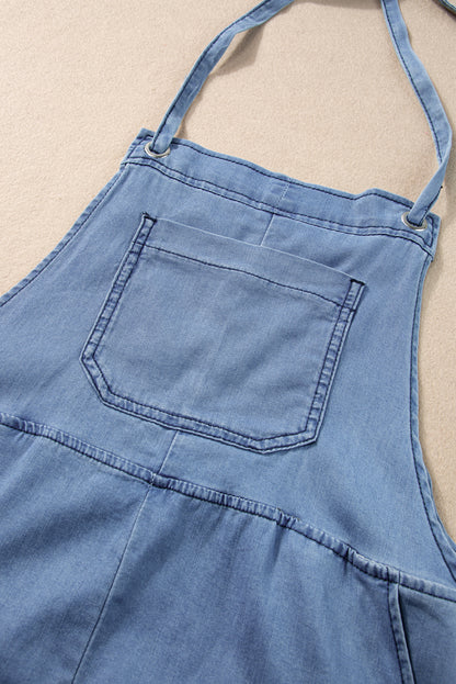 Sleeveless Chambray Denim Blue Jean Romper