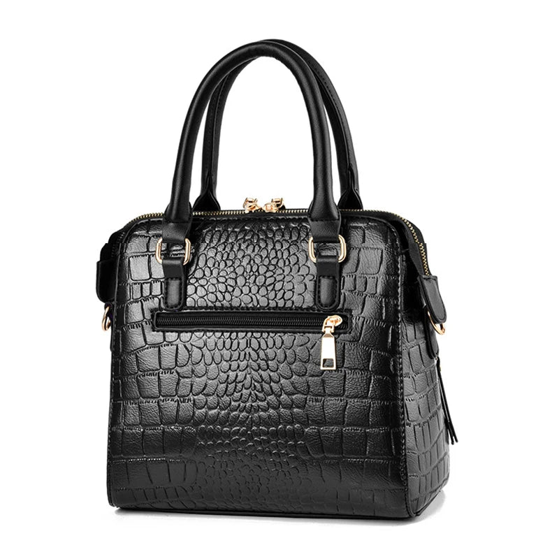 Luxury Faux Leather Alligator Women's Satchel Handbags Tassel Designer Shoulder Bag Casual