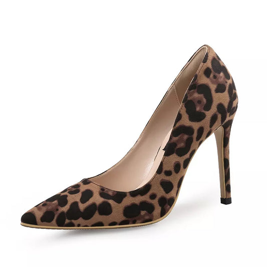 Leopard Print Faux Suede Heels Three Styles and heel heights Heels 6-10CM or 2 1/2" to 4"