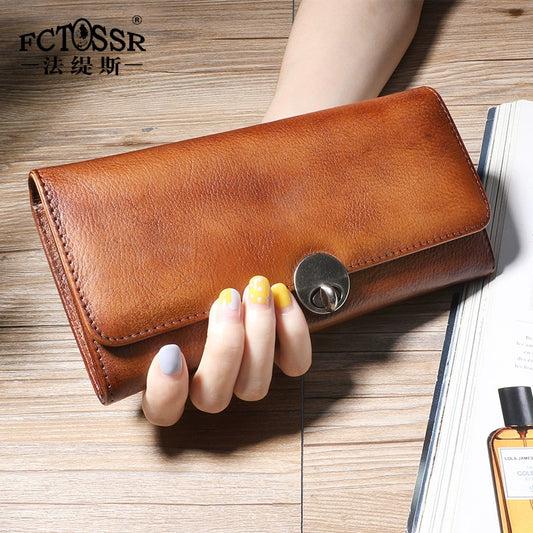 Genuine Leather Women's Multifunctional Clutch Long Wallet