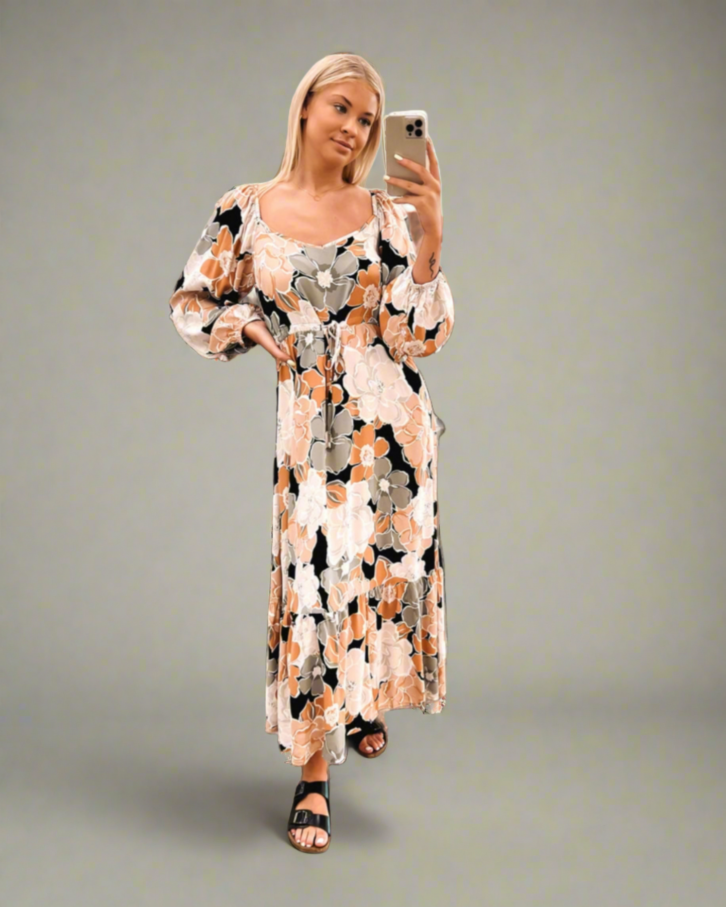 Long Sleeve Floral Print Maxi Dress