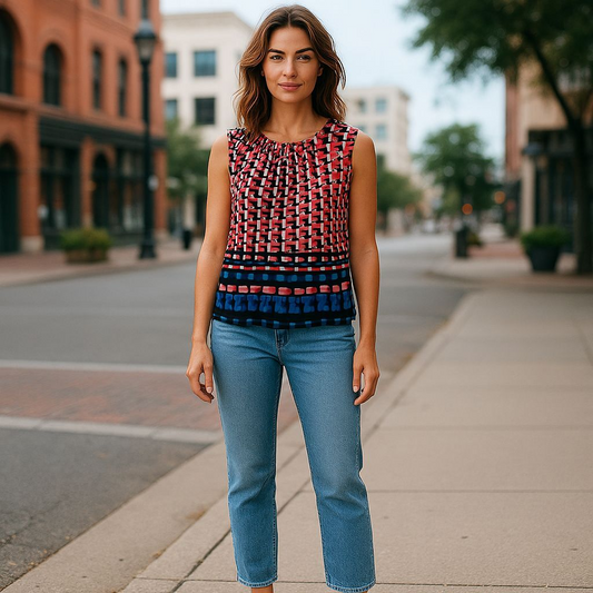 Calvin Klein Sleeveless Geometric Print Top