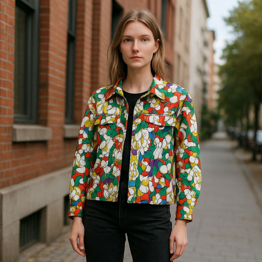 MIRROR IMAGE Retro Pop Art Graphic Print Jacket ~ Size Large