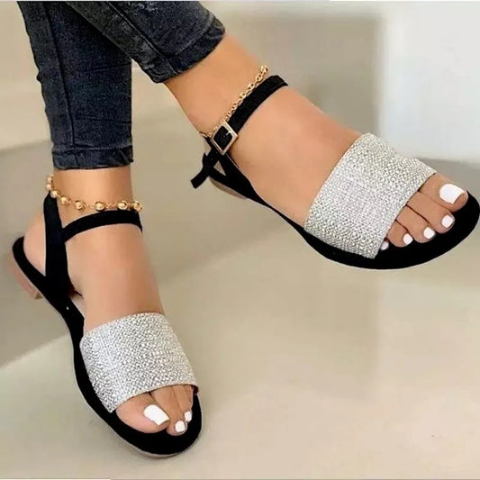 Summer Style Open Toe Woven Textured Flat Sandals