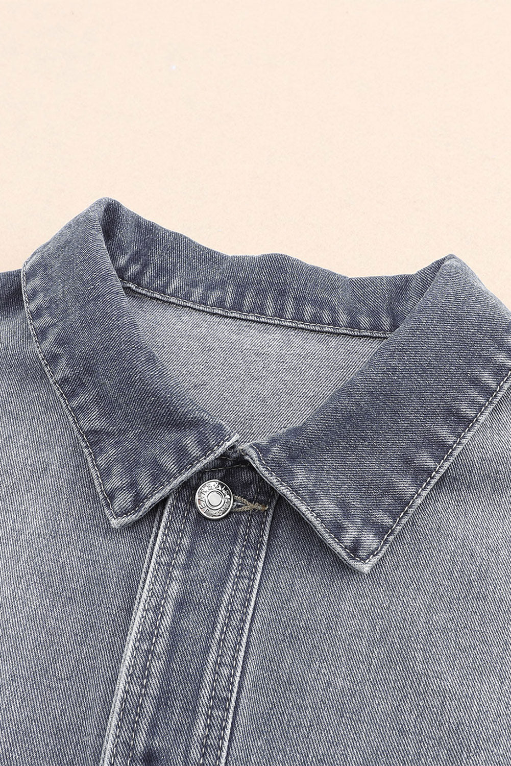 Long Sleeve Button-down Oversized Gray Denim Jean Jacket