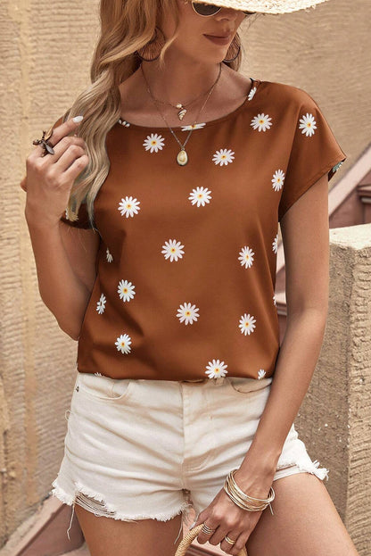 Short Sleeve Floral Print Top