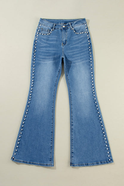 High Rise Factory Faded Flared Leg Jeans