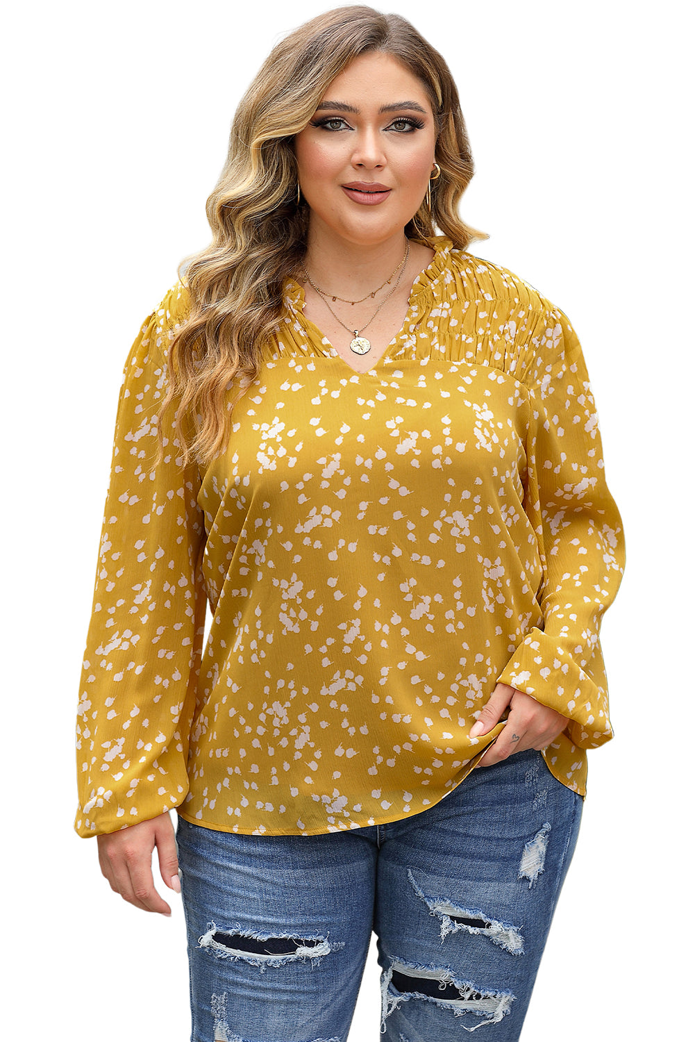 Long Sleeve V-neck plus Size top